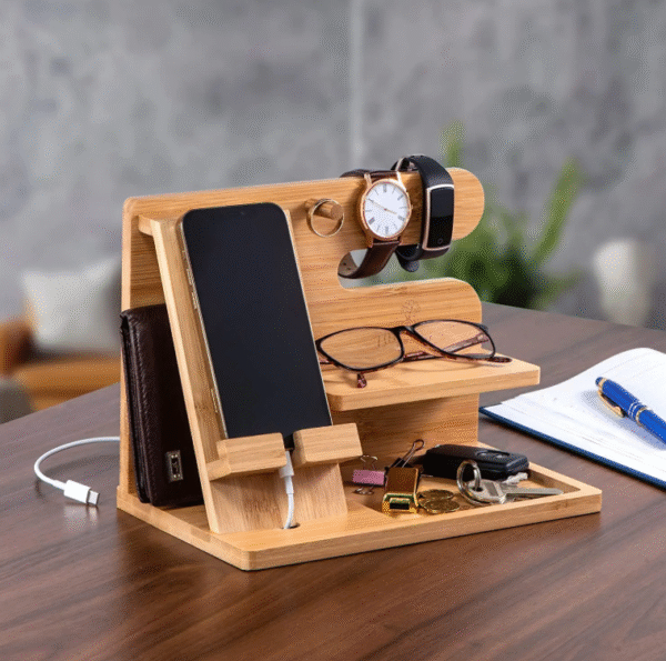 #BambooChargingStand #EcoFriendlyOrganizer #CustomLogoGift #DeskAccessories #ChargingDock #SustainableGifts #WoodenStand #BrandedMerchandise #CorporateGifts