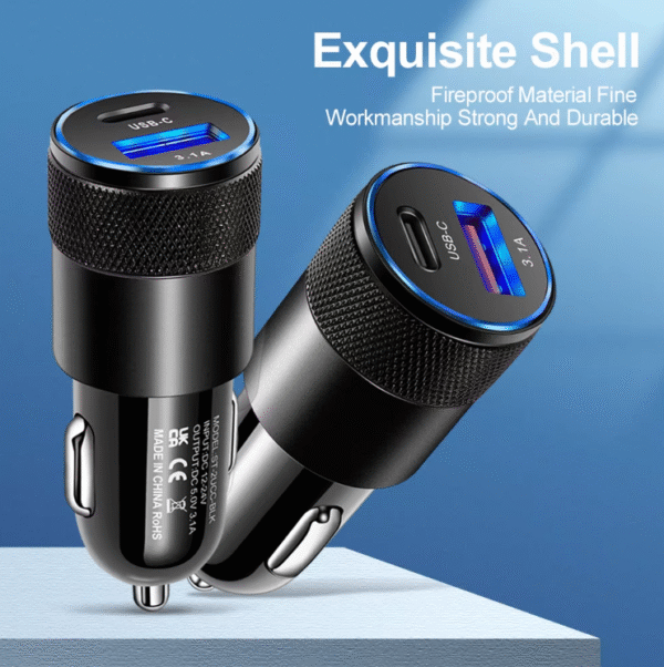 Custom Car Charger UAE Branded Car Charger Corporate Gifts Electronics Fast Charging Car Charger CE Certified Charger Dual USB Car Plug Logo Printed Phone Charger Custom Logo Car Charger Promotional Car Accessories Smart IC Charger UAE